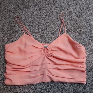 Chiffon Ruched Peach Cropped Cami Top